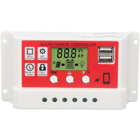 Régulateur de Charge PWM 30A pour Batterie Lithium 12V/24V avec Écran LCD - Contrôleur Solaire Photovoltaïque (1/5)