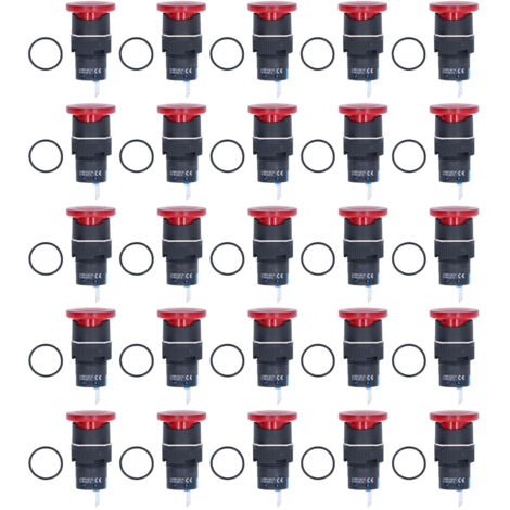 Interrupteur à bouton champignon autobloquant 3 broches 25 pièces - 16mm trou de montage (BEMLA1611MSR Rouge) (1/5)