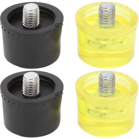 2 Pièces Tête de Marteau en Caoutchouc de Rechange Accessoires Maillet Jaune Noir Diamètre 30mm (1/5)