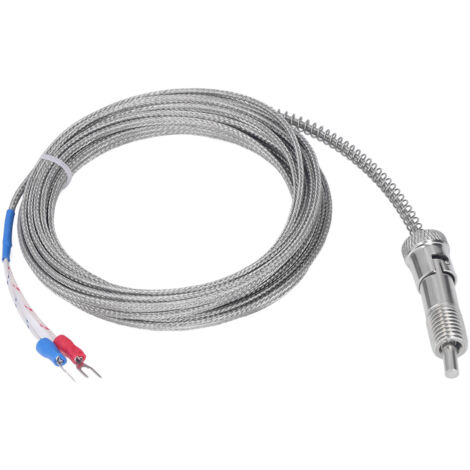 Sonde de température à thermocouple type K avec ressort de compression, capteur de jauge 0‑400℃, connecteur M12, câble 5 mètres