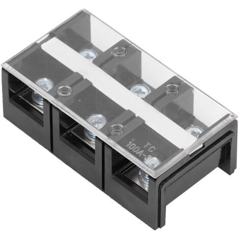 Bloc de bornes 2 rangées à vis avec couvercle pour alimentation électrique, 6 points de contact, 600V AC, 100ATC‑1003 (1/5)