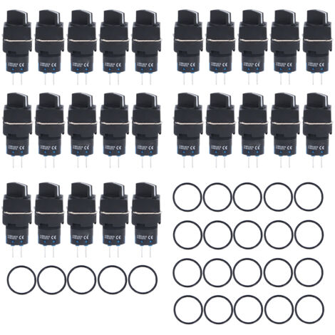 25 Pièces Bouton Rotatif 3 Positions Auto-Blocage 16mm pour Équipement et Panneau de Commande (1/5)