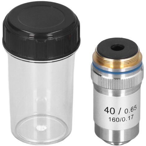Objectif de microscope achromatique 40X, haute puissance, interface RMS 20.2mm, finition argentée, pour observations détaillées (1/5)