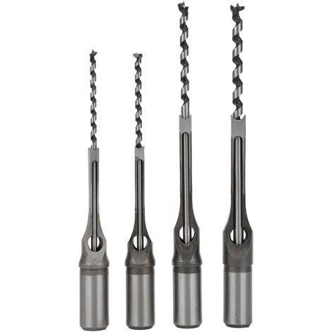4 Pièces Mèches à Bois en Acier à Roulement pour Perçage Carré, Set de 6 à 9,5mm - Outils de Menuiserie (1/5)
