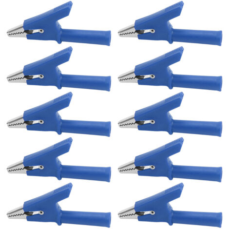 10 Pièces Pinces Crocodile de Test 10mm 10A avec Douilles 4mm - Kit Accessoires Bleu (1/5)