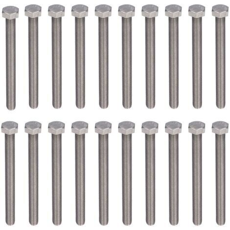 20 Vis à tête hexagonale M10x90 Acier Inoxydable A2 Filetage Total DIN 933 - Lot de 20 Pièces (1/5)