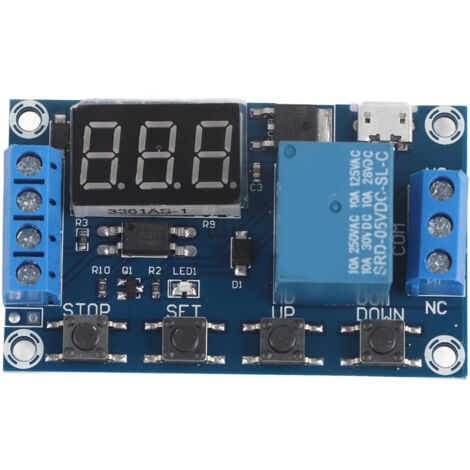 Minuterie à relais programmable 6-30V DC avec affichage LED et entrée USB 5V (1/5)