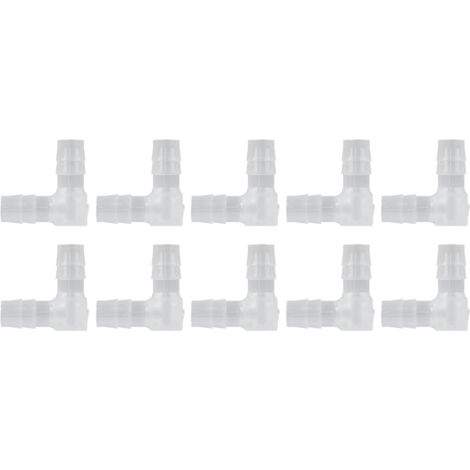 10 Pièces Coude Barbelé Plastique 90 Degrés Jonction Adhésif pour Aquarium 8mm (1/5)