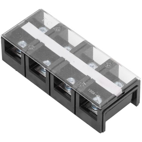 Bloc de jonction 2 rangées à vis avec couvercle pour alimentation électrique, 600V AC, 100A, 100ATC‑1004 (8 points de contact) (1/5)