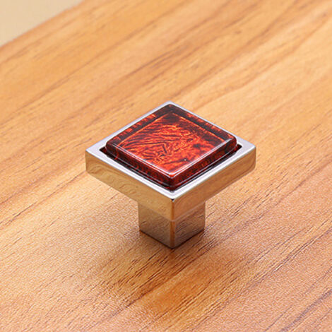 Poignée de tiroir et porte carrée en cristal pour meuble et armoire, couleur rouge café, taille S (1/3)
