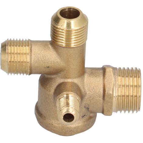 Soupape de rechange pour compresseur à air, composant en laiton 4 voies avec clapet anti-retour, accessoire double tuyau 10x16x16x20.5mm / 0.4x0.6x0.6x0.8in (1/5)
