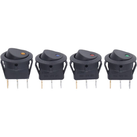 4PCS Interrupteur Bateau Marche/Arrêt 12V 3 Broches avec LED - 20mm (1/5)