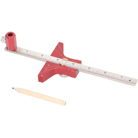 Règle de menuiserie en alliage d'aluminium avec double échelle et marquage d'angle (1/5)