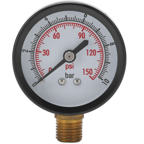Manomètre vertical pour liquide, mesure pression 0‑10 bar (0‑150 psi), raccord G1/4 pouce (1/5)