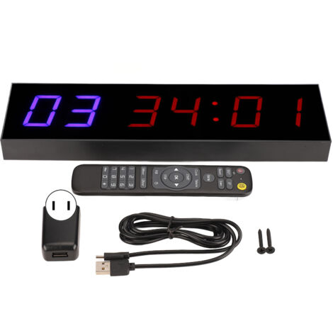 Minuteur d'Entraînement LED 6 Bits avec Télécommande, Compte à Rebours et Stopwatch, Alimentation 110-240V, Prise US (1/5)
