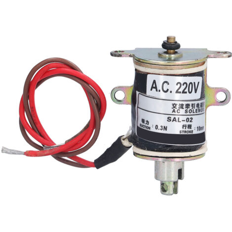 Électroaimant de traction tubulaire push-pull 0.3N, course 10mm, modèle SAL-02, tension AC220V (1/5)