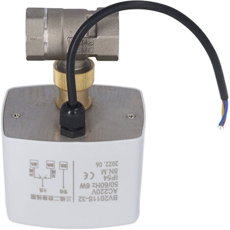 Vanne à bille motorisée 3 fils 2 commandes silencieuse corps acier inoxydable DN20 3/4" AC220V (1/5)