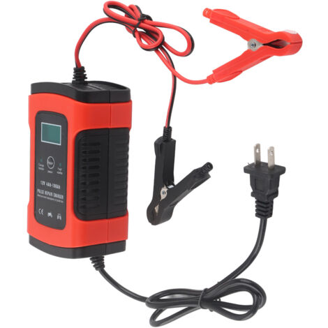 Chargeur de Batterie Intelligent 3 Étapes Automatique avec Affichage LCD, Multifonctionnel AC100‑240V pour Véhicules Électriques, Prise US