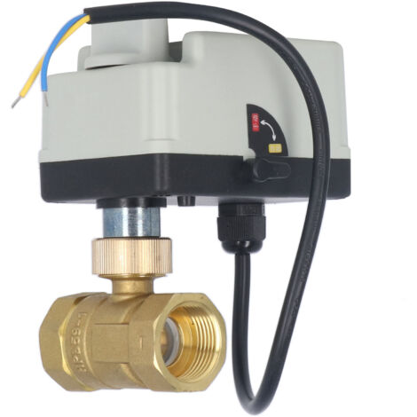 Vanne à bille motorisée normalement fermée, corps laiton ABS, 2 voies 12‑24V DC DN20 3/4" IP54 (1/5)