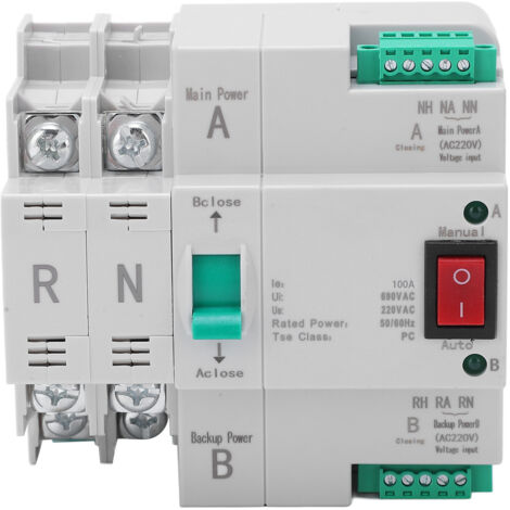 Interrupteur de Transfert Automatique 2P 63A pour Rail DIN - Alimentation Double et Commutation Rapide 220V AC (1/5)