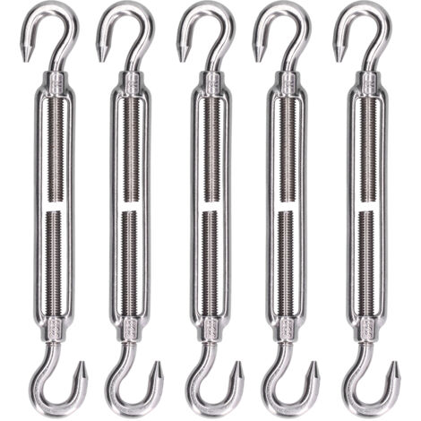 5 Pièces Raccord de Voile d'Ombre en Acier Inoxydable 304, Crochet et Câble Métallique pour Tension M4 (1/5)