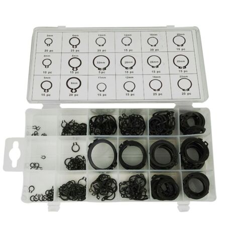 300 Pièces Circlips pour Arbres Type C, Kit Assorti de Rondelles d'Arrêt, Bague de Retenue pour Roulements et Arbres (1/4)