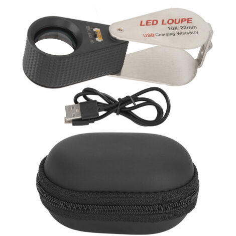 Loupe de Bijoutier Rechargeable 10X avec 6 LED et 7 Lampes UV, Loupe Pliable de Poche pour Bijoux (1/5)