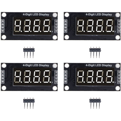 4 Modules d'affichage à tubes numériques LED 4 digits 7 segments 0.36 pouces avec puce de commande TM1637 blanc MRA110A (1/5)