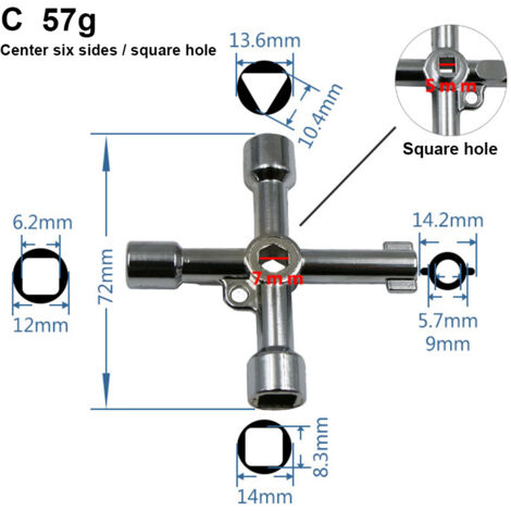 Clé Triangle Universelle 4 en 1 pour Boîte de Compteur Électrique et à Gaz (1/5)