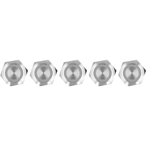 5 Interrupteurs Momentanés Bouton-Poussoir Métallique Auto-Réinitialisation 22mm LED Etanche DC 12-24V Jaune (1/5)