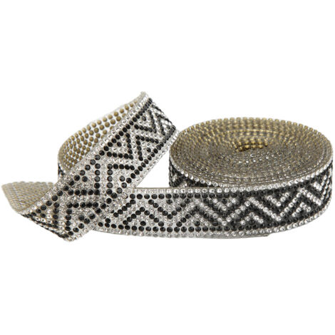 Chaîne à Strass 2m Largeur 2cm Brillant Couleurs Texturé DIY Fête Mariage Ruban Noir (1/5)