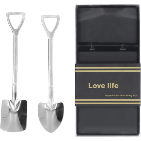 2 Pièces Cuillères Pelle Inox Robuste Anticorrosion Ergonomique pour Desserts et Cuisine - Argenté (1/5)