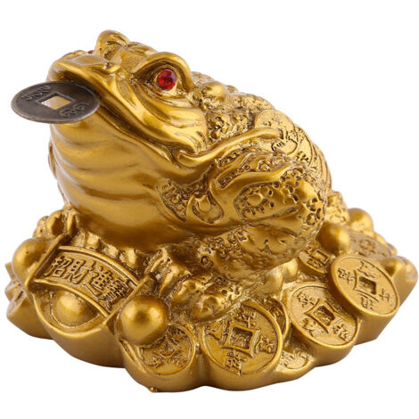 Crapaud porte-bonheur Feng Shui avec pièce de monnaie, décoration bureau et maison, idée cadeau chance et prospérité (1/5)