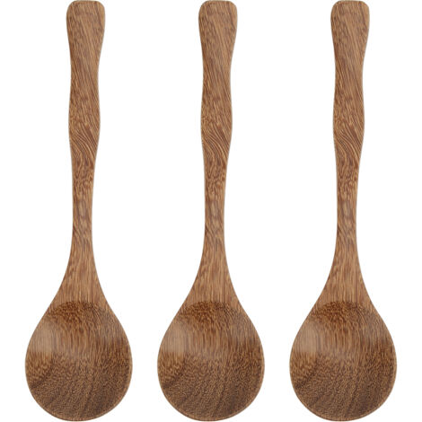 3 Cuillères en Bois Légères Résistantes à la Chaleur pour Décoration Style Bois et Utilisation Quotidienne (1/5)