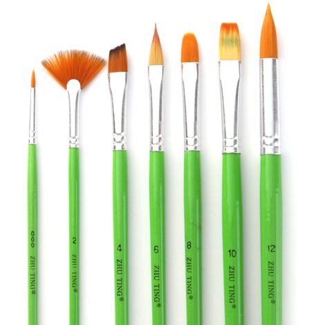 Ensemble de 7 Pinceaux à Huile en Nylon avec Manche en Bois pour Peinture Artistique (1/5)