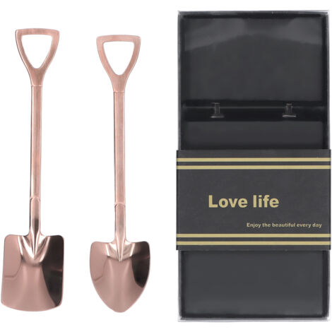 2 Pièces Cuillères Pelle Inoxydable Robustes Durables Anticorrosion Design Ergonomique pour Desserts et Crème - Doré Rose (1/5)