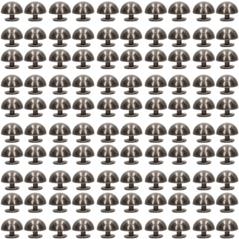 100 Rivets Champignon à Tête Ronde 10mm, Alliage Électrodéposé Gris Argent pour Vêtements et Chaussures Punk (1/5)