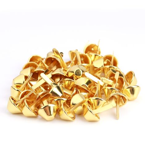 50 pièces pointes à visser pour cuir, accessoires de maroquinerie, cônes cloutés or 15mm (1/5)