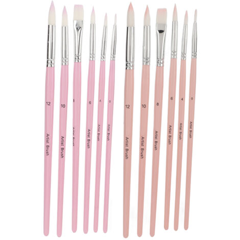 12 pièces Pinceaux Nylon Lavables Réutilisables Matériau Laine Différentes Couleurs Léger Set pour Art Peinture (Rose Hibiscus Violet) (1/5)