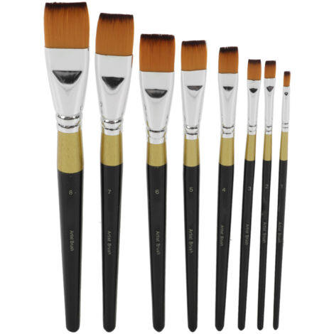 Ensemble de 8 Pinceaux de Peinture Ergonomiques à Poils Doux et Imperméables Noir et Or pour Art, École et Maison (1/5)