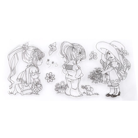 Tampons en caoutchouc silicone transparents pour scrapbook - Filles cartoon (1/5)