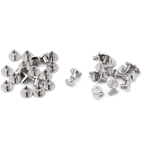 20 pièces écrous à tête plate en laiton vissés, rivets clous pour réparation et artisanat du cuir (6,5mm) (1/5)