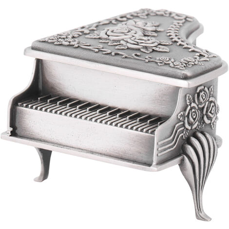 Boîte à bijoux en forme de piano en alliage de zinc avec gravure de roses (1/5)