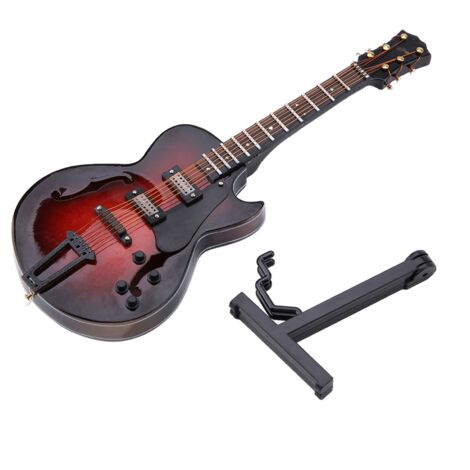 Réplique de Guitare Miniature Classique 7,1 pouces avec Support et Étui, Décoration Instrument Cadeau de Noël (1/5)