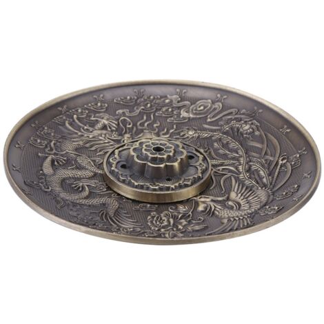 Brûleur d'encens en alliage de zinc motif dragon, cendrier décoratif pour autel ou chambre, style bronze antique (1/5)