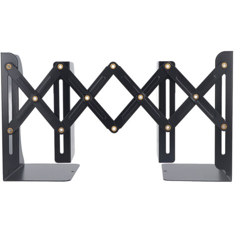 Support de livres rétractable design mince et simple, en métal noir pour bureau, maison, étude ou bureau, maintien de livres élégant. (1/5)
