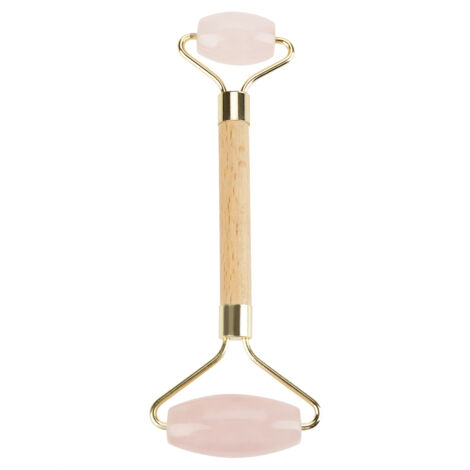 Rouleau de Massage Visage Amincissant en Quartz Rose et Jade Naturel à Double Embout (02) (1/5)