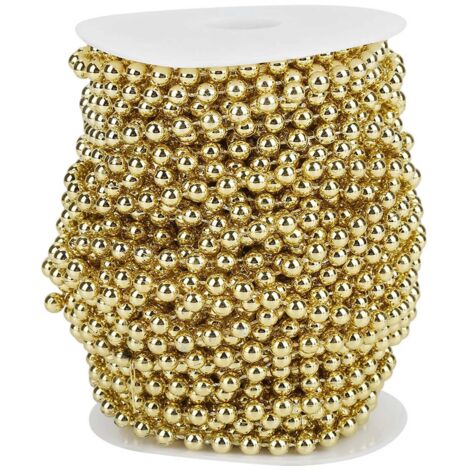 Guirlande de perles électroplaquées dorées 6mm - 25m pour décoration de mariage DIY (1/5)