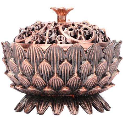 Brûleur d'encens en alliage de zinc forme lotus 7x5cm, porte-bâton d'encens décoration intérieure (cuivre) (1/5)