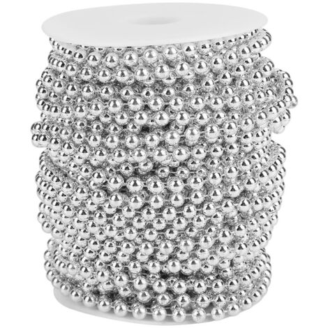 Guirlande de perles électroplaquées argent 6mm - 25m pour décoration de mariage DIY (1/5)